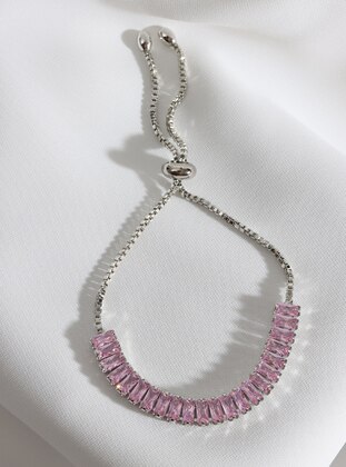 Silver tone - Pink - Bracelet - Batı Accessories