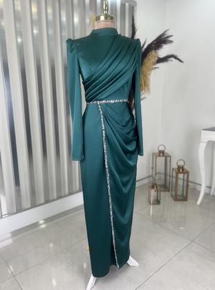 Sare Tesettür Abiye Elbise - Zümrüt Yeşili - Rana Zenn