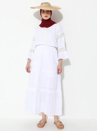 White - Fully Lined - Skirt - ELİŞ ŞİLE BEZİ