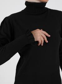 Frill Detailed Turtleneck Sweater Black