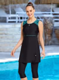 Black - Multi - Fully Lined - Half Coverage Swimsuit