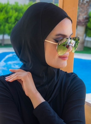 Black - Swim Hijab - AİŞE TESETTÜR