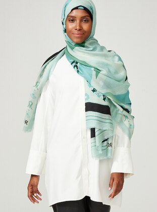 Turquoise - Printed - Shawl - IMANNOOR
