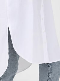 Long Poplin Tunic With Slit Detail White