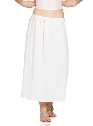 Jupon Sile Cloth Cotton Long Skirt Lining Full Length Jipon Cream-Beige