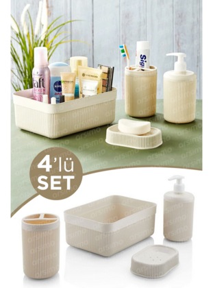 4 Piece Bathroom Set | Organizer Toothbrush Holder Soap Dish Bathroom Set