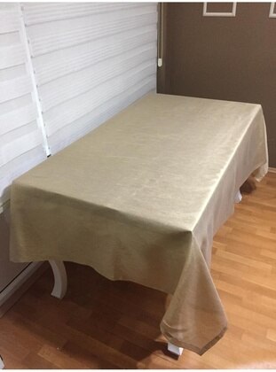 Crystal Silvery Fabric Gold Color Tablecloth Rectangle 140*200 Cm 518