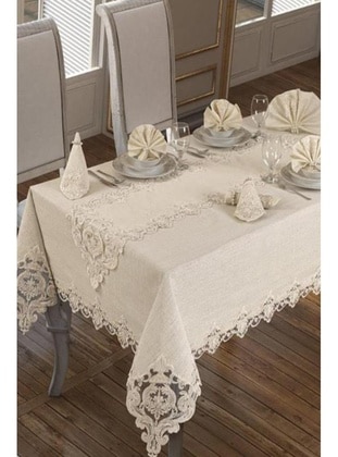 French Guipure Miray Tablecloth Cream