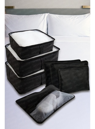 Luxury 7 Piece Suitcase Closet Item Organizer Window Organizer Set Black
