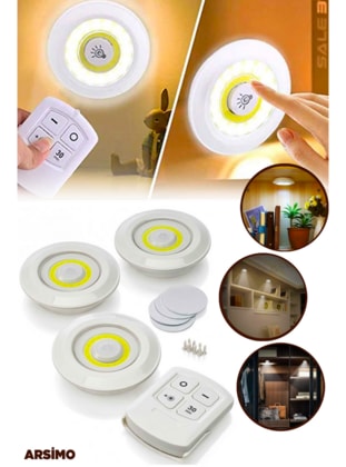 Remote Control Battery Powered Led Spot Lamp Bulb 3 Piece With Adhesive