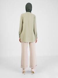 Silk Tunic With Flywheel Detail Olive Green