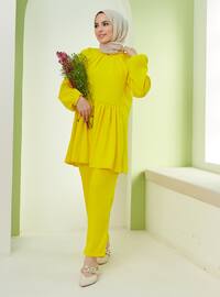 Yellow - Unlined - V neck Collar - Suit