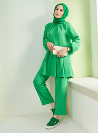 Green - Unlined - Crew neck - V neck Collar - Suit
