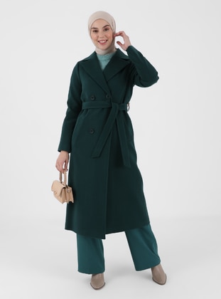 Button Detailed Coat Green