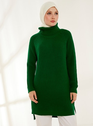 Emerald - Crew neck - Unlined - Knit Tunics - Womayy