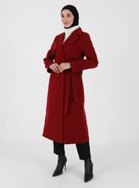 Maroon - Fully Lined - Double-Breasted - Coat