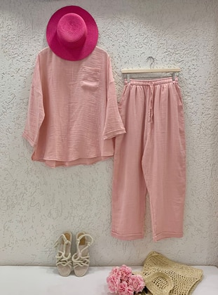 Pink - Unlined - Suit - Ceylan Otantik