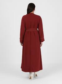 Brown - Unlined - Plus Size Abaya