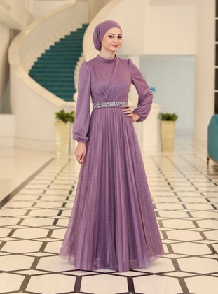 Lilac - Fully Lined - Crew neck - Modest Evening Dress - Azra Design