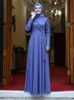 Lilac - Fully Lined - Crew neck - Modest Evening Dress - Esmaca