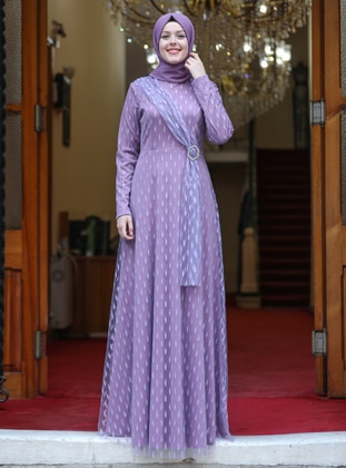 Hilal Hijab Evening Dress Lila