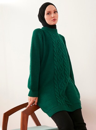Emerald - Crew neck - Unlined - Knit Tunics - Por La Cara