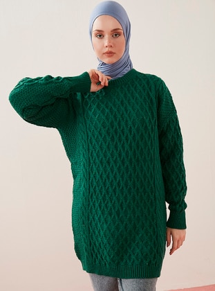 Emerald - Crew neck - Unlined - Knit Tunics - Por La Cara