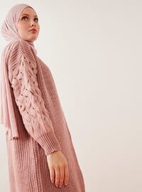  Knit Sweater Cardigan Deep Pink With Ticktock And Hole Detail On Sleeves