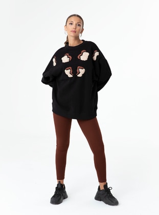 Patterned Sweatshirt Black