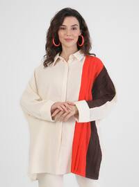 Garnished Tunic Red Coffee Color