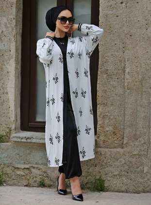 White - Unlined - Multi - White - Kimono - SAFİANTE