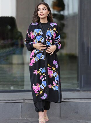 Black - Multi - Black - Kimono - SAFİANTE