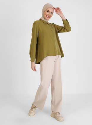 Refka Olive Green Blouses