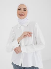 Aerobin Long Blouse Shirt Off White With Hidden Patented Back