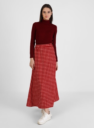 Red - Gingham - Fully Lined - Skirt - Muni Muni
