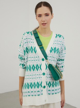 Green - Multi - Unlined - Knit Cardigan - SHERIN
