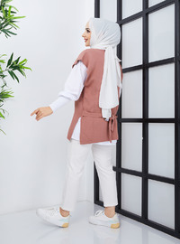 V-Ausschnitt Strickpullover Rose SAHRA BUTİK