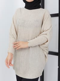 Ecru - Boat neck - Unlined - Knit Tunics