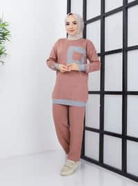 Knitwear Co-Ord Set With Pockets And Pants Rose