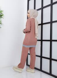 Knitwear Co-Ord Set With Pockets And Pants Rose