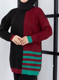 Green Striped Pants Knitwear Co-Ord Set Black