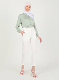 Classic Trousers White With Collar Detail