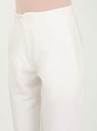 Classic Trousers White With Collar Detail