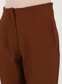 Classic Trousers With Collar Detail Brown