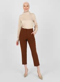 Classic Trousers With Collar Detail Brown