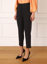 Classic Trousers Black With Collar Detail