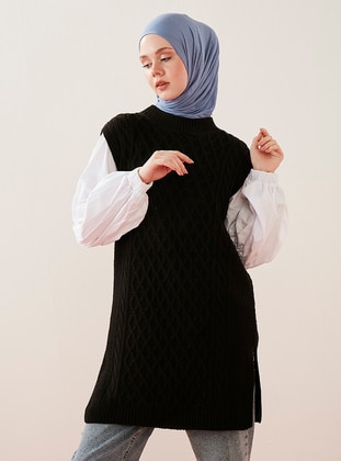 Unlined - Black - Knit Sweater - Por La Cara