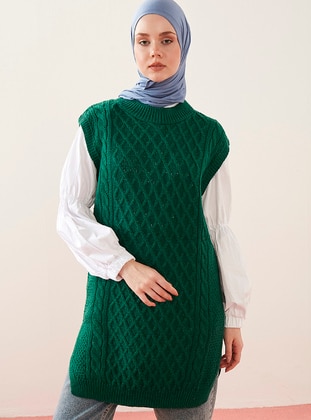 Unlined - Emerald - Knit Sweater - Por La Cara