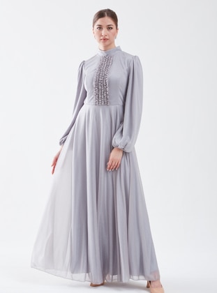 Lina Hijab Evening Dress Gray