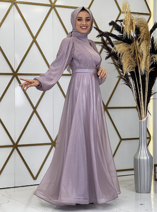 Dusty Rose - Fully Lined - Crew neck - Modest Evening Dress - Piennar